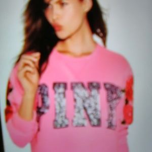 PINK authentic large rose sweatshirt